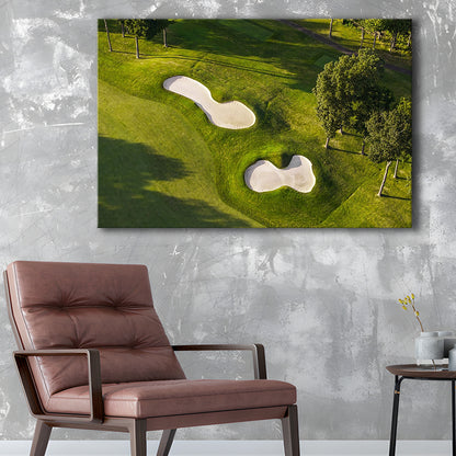 Sand Pits On A Golf Course From Above, Golf Art Print,Gifts Golf Lover