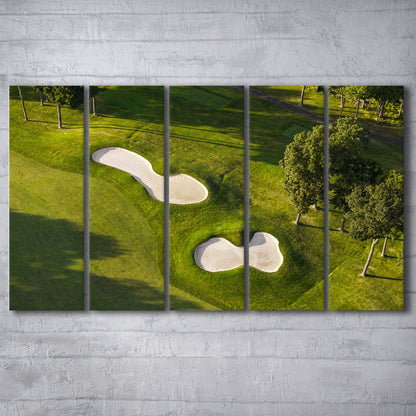 Sand Pits On A Golf Course From Above, Golf Art Print, Extra Large Canvas Print Wall Art