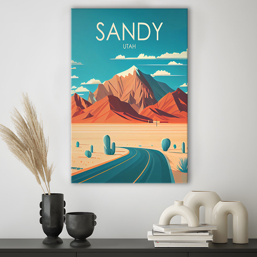 Sandy Utah Retro Art Print, Sandy City Wall Art, Canvas Print, Painting Canvas, Living Room Decor
