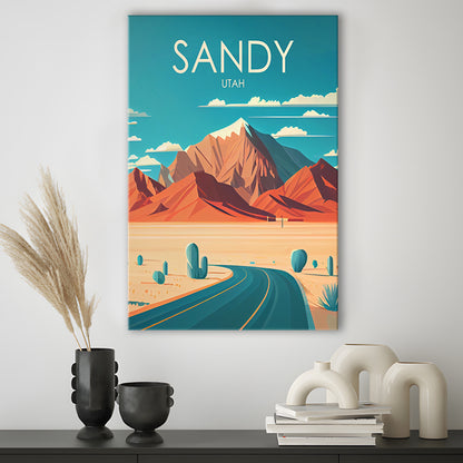 Sandy Utah Retro Art Print, Sandy City Wall Art, Canvas Print, Painting Canvas, Living Room Decor