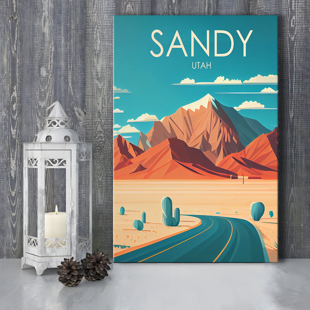 Sandy Utah Retro Art Print, Sandy City Wall Art, Canvas Print, Painting Canvas, Living Room Decor