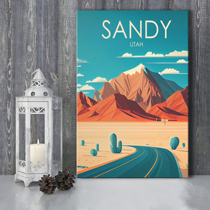 Sandy Utah Retro Art Print, Sandy City Wall Art, Canvas Print, Painting Canvas, Living Room Decor