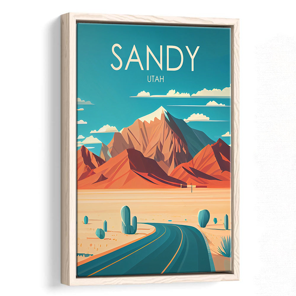 Sandy Utah Retro Art Print, Sandy City Wall Art, Floating Framed Canvas Print, Framed Picture, Painting Canvas
