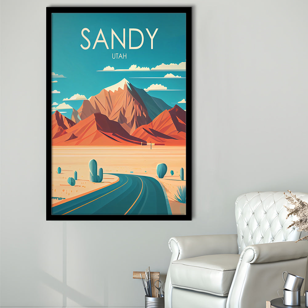 Sandy Utah Retro Art Print, Sandy City Wall Art, Framed Art Print, Picture Framed, Painting Art