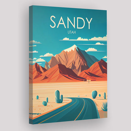 Sandy Utah Retro Art Print, Sandy City Wall Art, Canvas Print, Painting Canvas, Living Room Decor