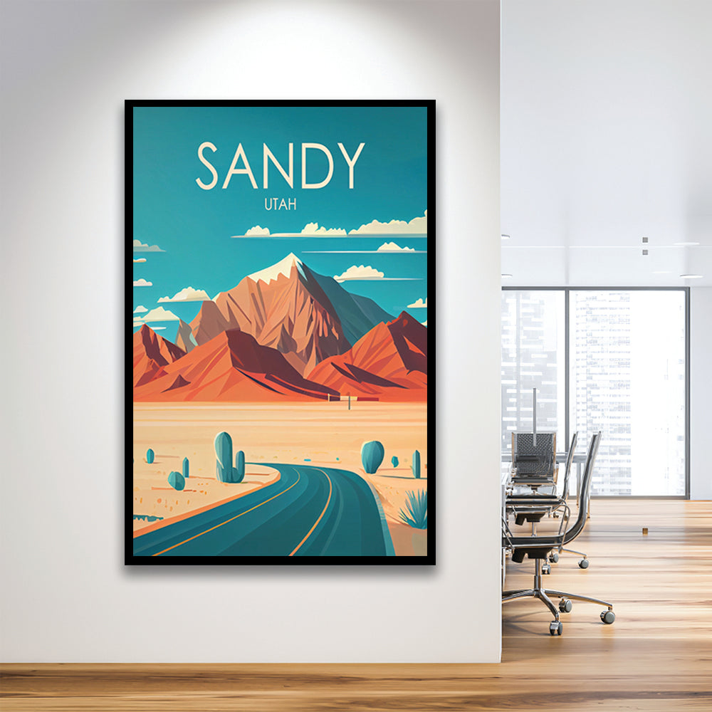Sandy Utah Retro Art Print, Sandy City Wall Art, Framed Art Print, Picture Framed, Painting Art