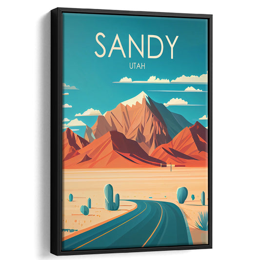 Sandy Utah Retro Art Print, Sandy City Wall Art, Floating Framed Canvas Print, Framed Picture, Painting Canvas
