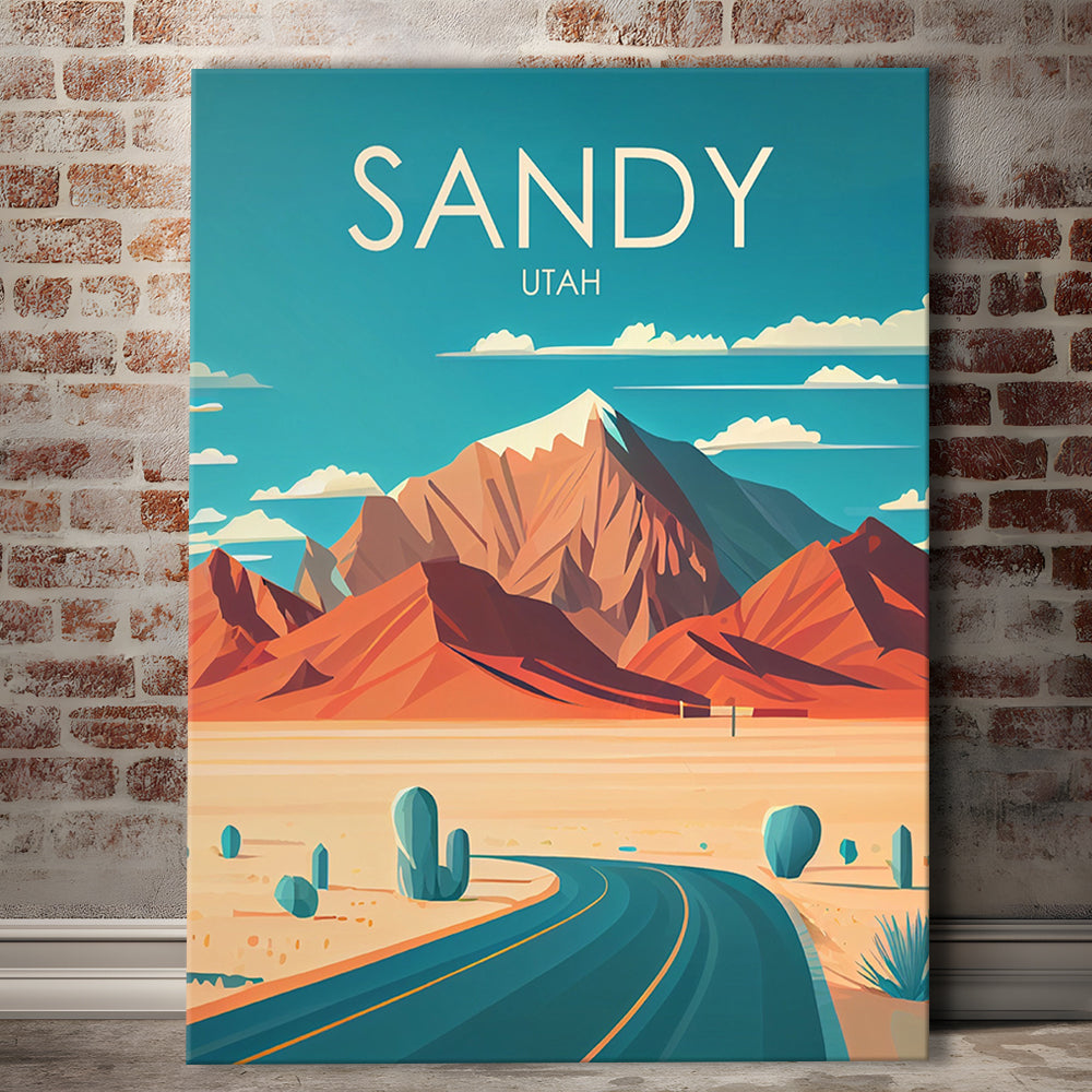 Sandy Utah Retro Art Print, Sandy City Wall Art, Canvas Print, Painting Canvas, Living Room Decor