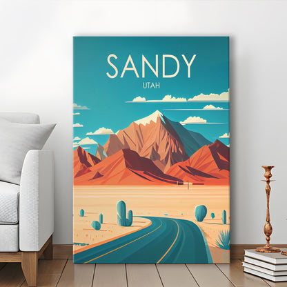 Sandy Utah Retro Art Print, Sandy City Wall Art, Canvas Print, Painting Canvas, Living Room Decor