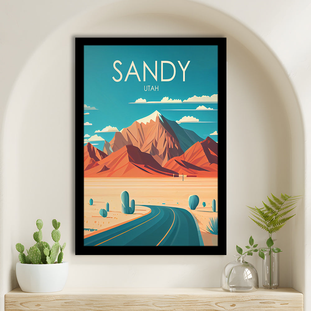 Sandy Utah Retro Art Print, Sandy City Wall Art, Framed Art Print, Picture Framed, Painting Art