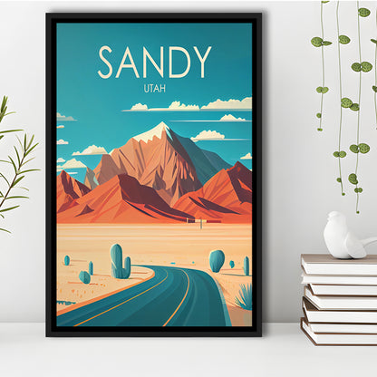 Sandy Utah Retro Art Print, Sandy City Wall Art, Floating Framed Canvas Print, Framed Picture, Painting Canvas