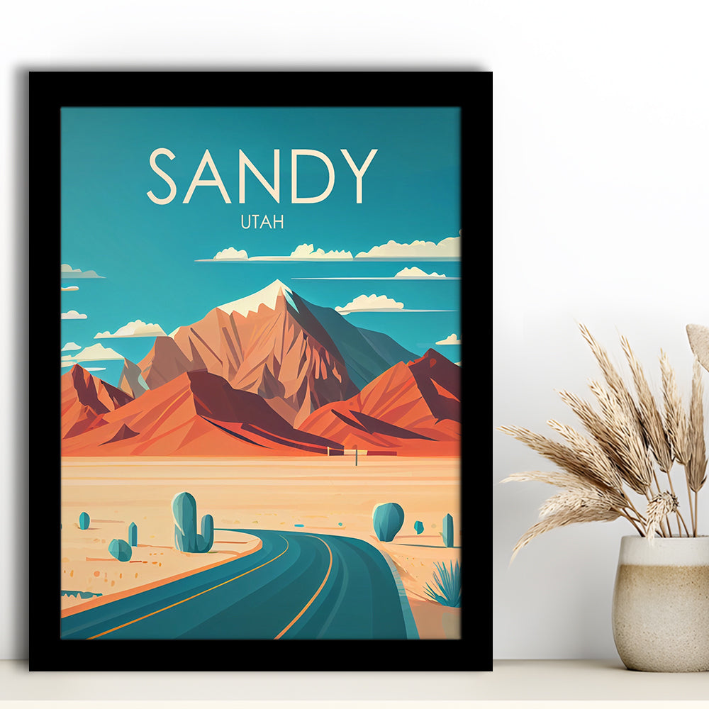Sandy Utah Retro Art Print, Sandy City Wall Art, Framed Art Print, Picture Framed, Painting Art