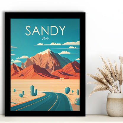 Sandy Utah Retro Art Print, Sandy City Wall Art, Framed Art Print, Picture Framed, Painting Art
