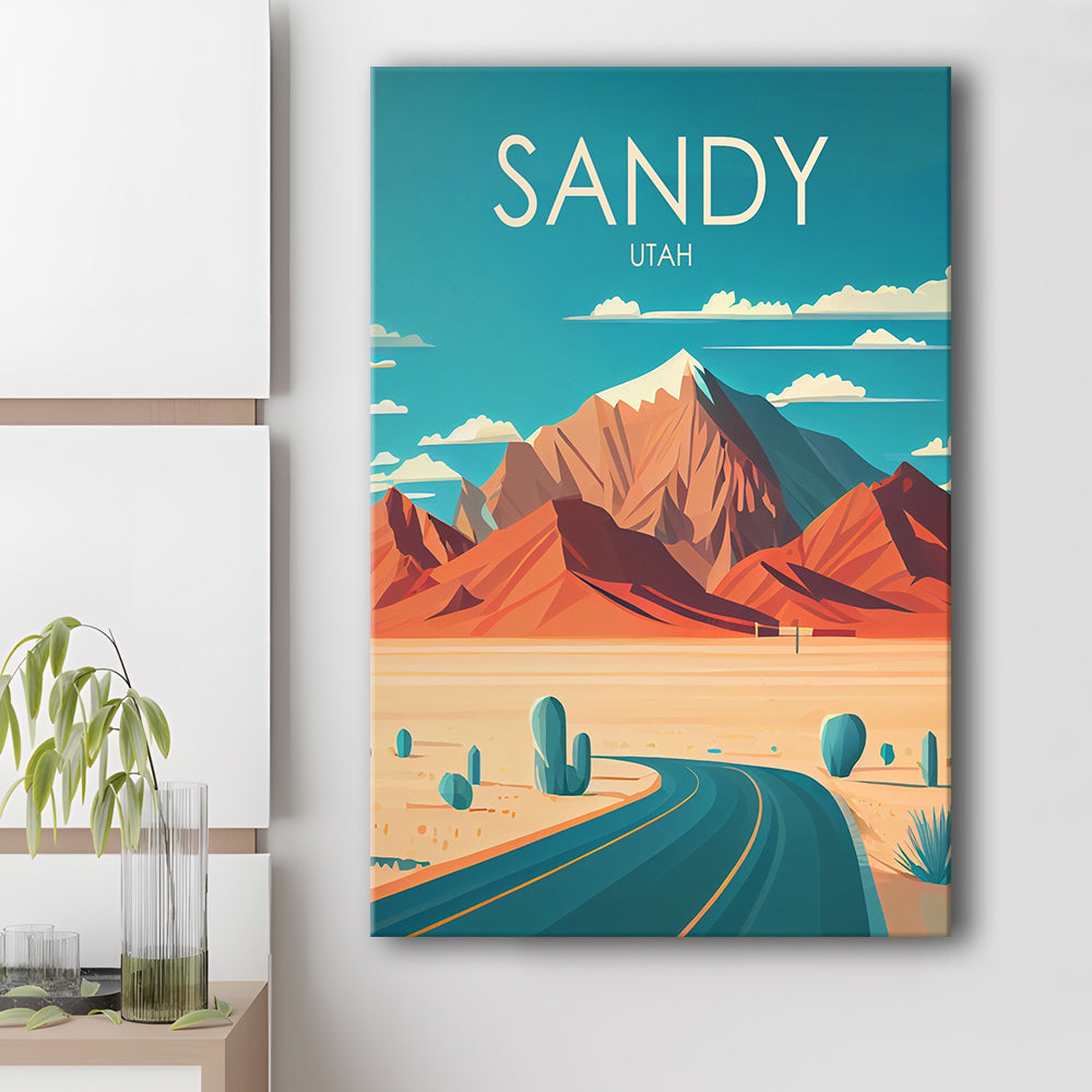Sandy Utah Retro Art Print, Sandy City Wall Art, Canvas Print, Painting Canvas, Living Room Decor