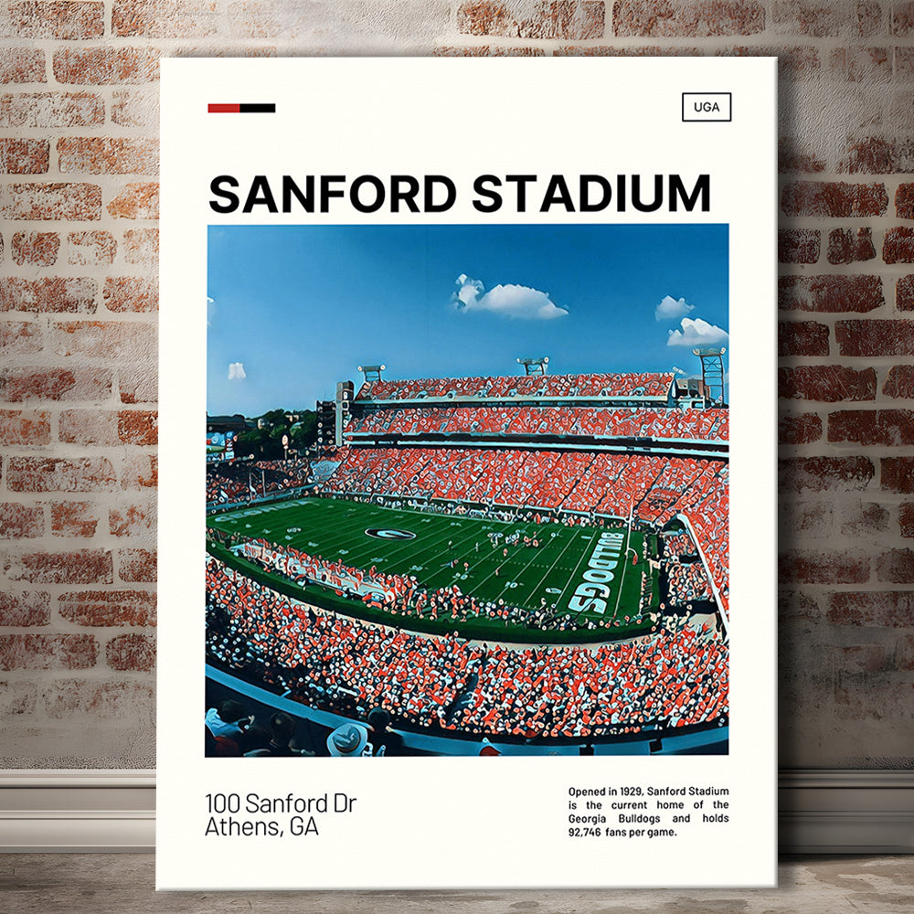 Sanford Stadium Print, Bulldogs Stadium Canvas Art, Fan Gifts, Sport Art, Canvas Print Wall Art