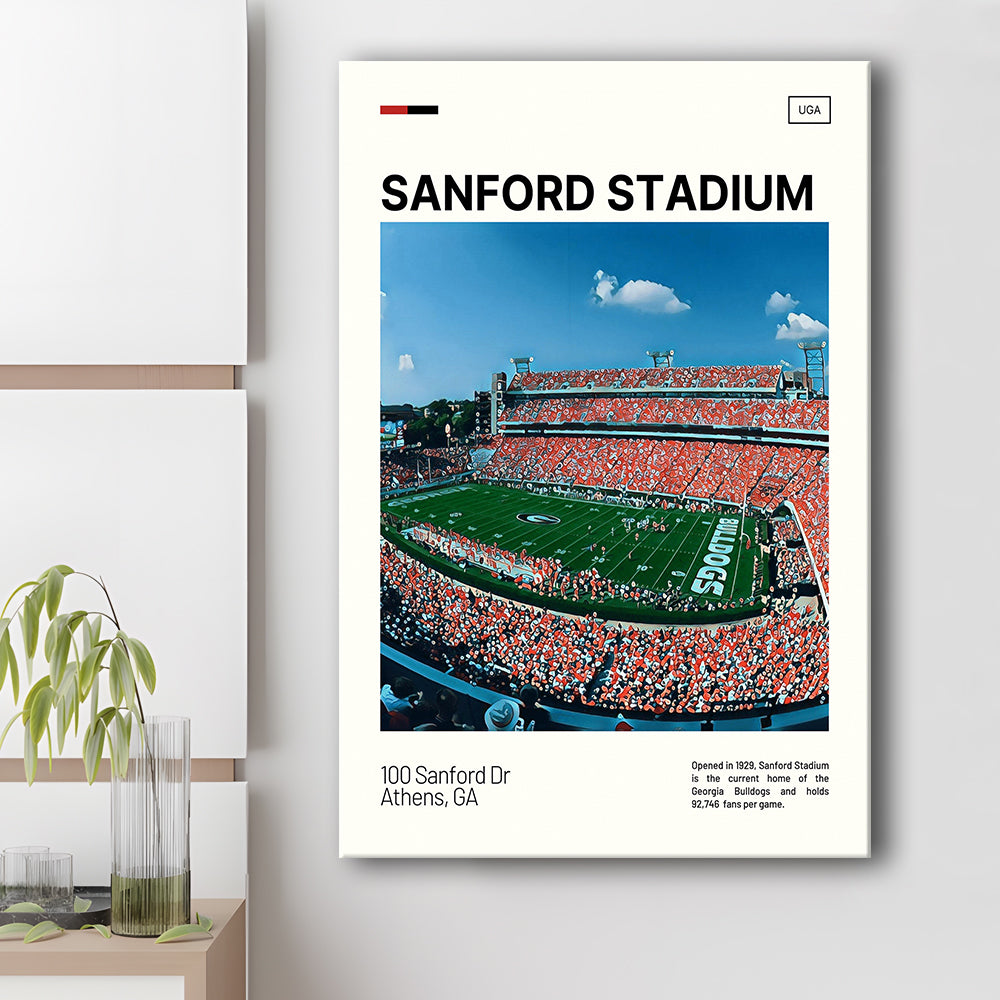 Sanford Stadium Print, Bulldogs Stadium Canvas Art, Fan Gifts, Sport Art, Canvas Print Wall Art
