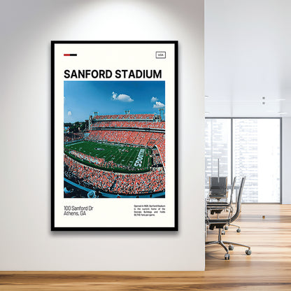 Sanford Stadium Print, Bulldogs Stadium Art, Gifts for him, Sport Art, Framed Art Print Wall Decor