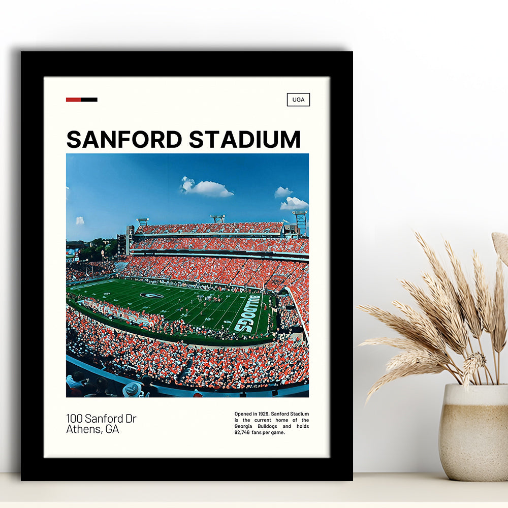 Sanford Stadium Print, Bulldogs Stadium Art, Gifts for him, Sport Art, Framed Art Print Wall Decor