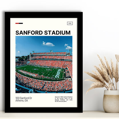 Sanford Stadium Print, Bulldogs Stadium Art, Gifts for him, Sport Art, Framed Art Print Wall Decor