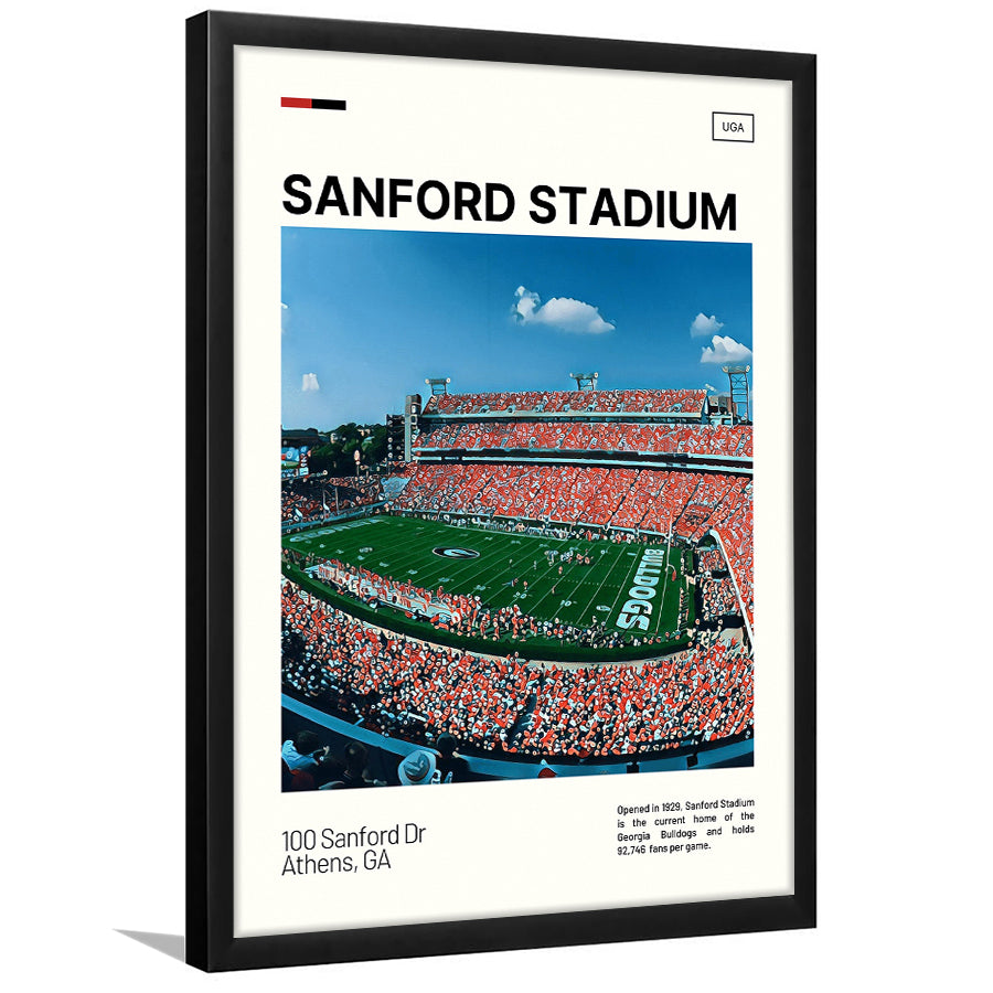 Sanford Stadium Print, Bulldogs Stadium Art, Gifts for him, Sport Art, Framed Art Print Wall Decor