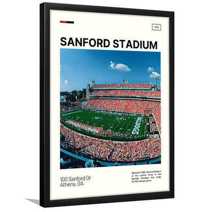 Sanford Stadium Print, Bulldogs Stadium Art, Gifts for him, Sport Art, Framed Art Print Wall Decor