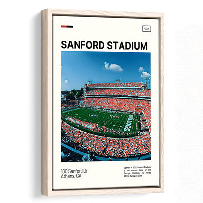 Sanford Stadium Print, Bulldogs Stadium Canvas Art, Man Cave Gift, Floating Framed Canvas Print Wall Art
