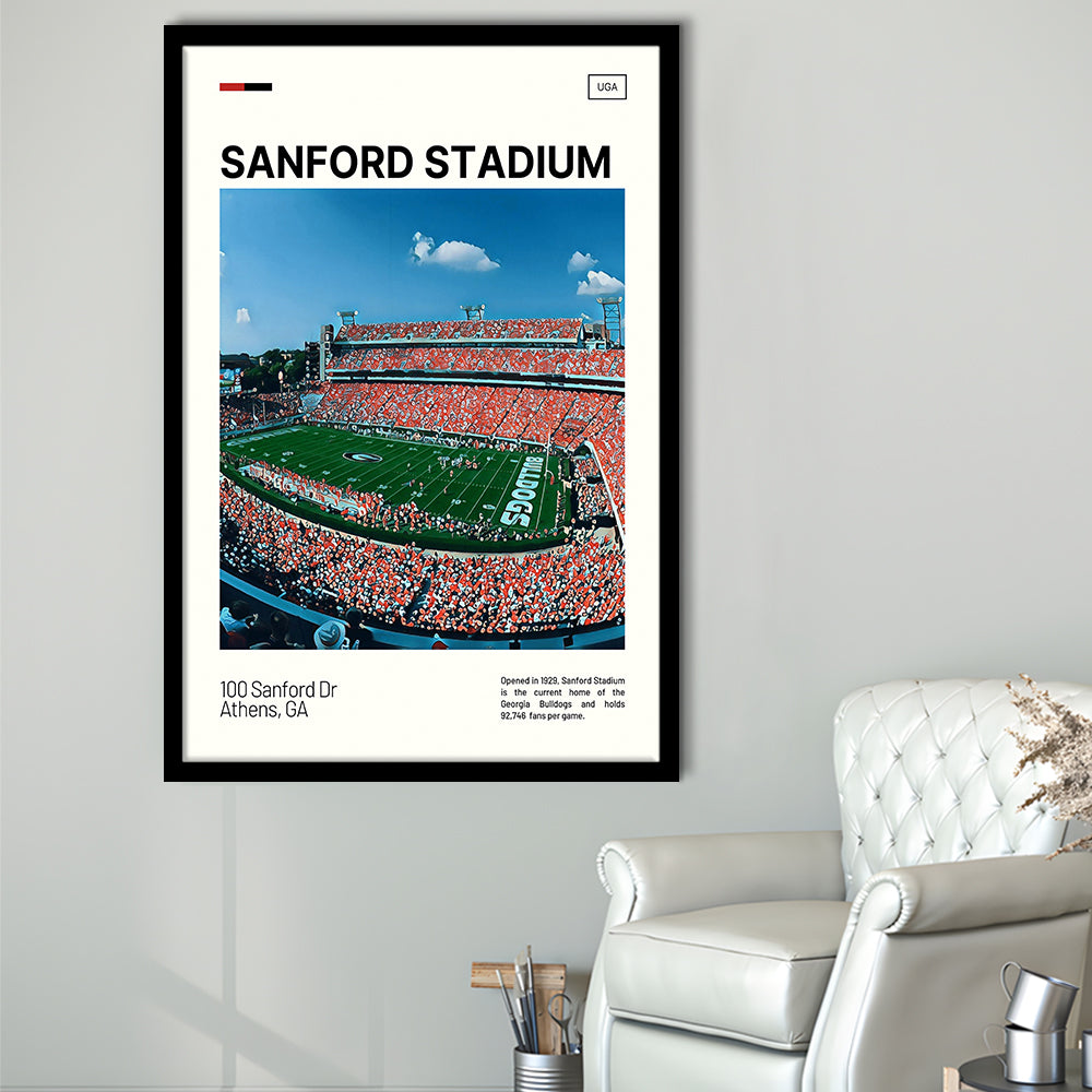 Sanford Stadium Print, Bulldogs Stadium Art, Gifts for him, Sport Art, Framed Art Print Wall Decor