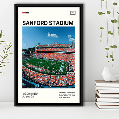 Sanford Stadium Print, Bulldogs Stadium Canvas Art, Man Cave Gift, Floating Framed Canvas Print Wall Art