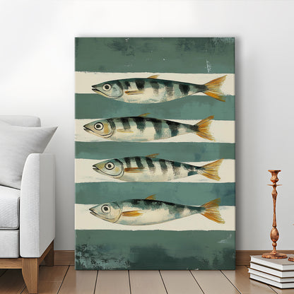 Sardines Fish Oil Painted Print, Trendy Aesthetic Print, Retro Modern Food Home Decor Art Print, Canvas Print, Canvas Decor