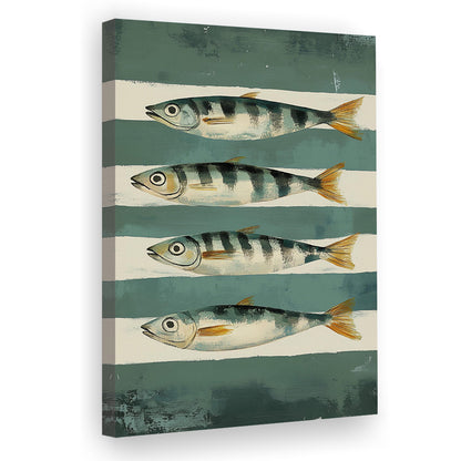 Sardines Fish Oil Painted Print, Trendy Aesthetic Print, Retro Modern Food Home Decor Art Print, Canvas Print, Canvas Decor