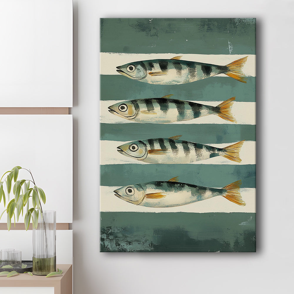 Sardines Fish Oil Painted Print, Trendy Aesthetic Print, Retro Modern Food Home Decor Art Print, Canvas Print, Canvas Decor