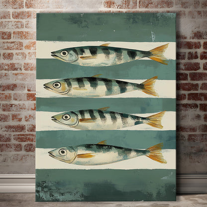Sardines Fish Oil Painted Print, Trendy Aesthetic Print, Retro Modern Food Home Decor Art Print, Canvas Print, Canvas Decor