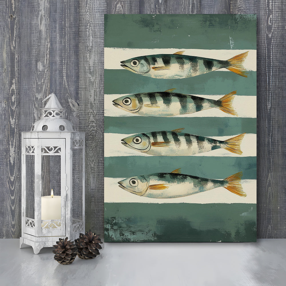 Sardines Fish Oil Painted Print, Trendy Aesthetic Print, Retro Modern Food Home Decor Art Print, Canvas Print, Canvas Decor