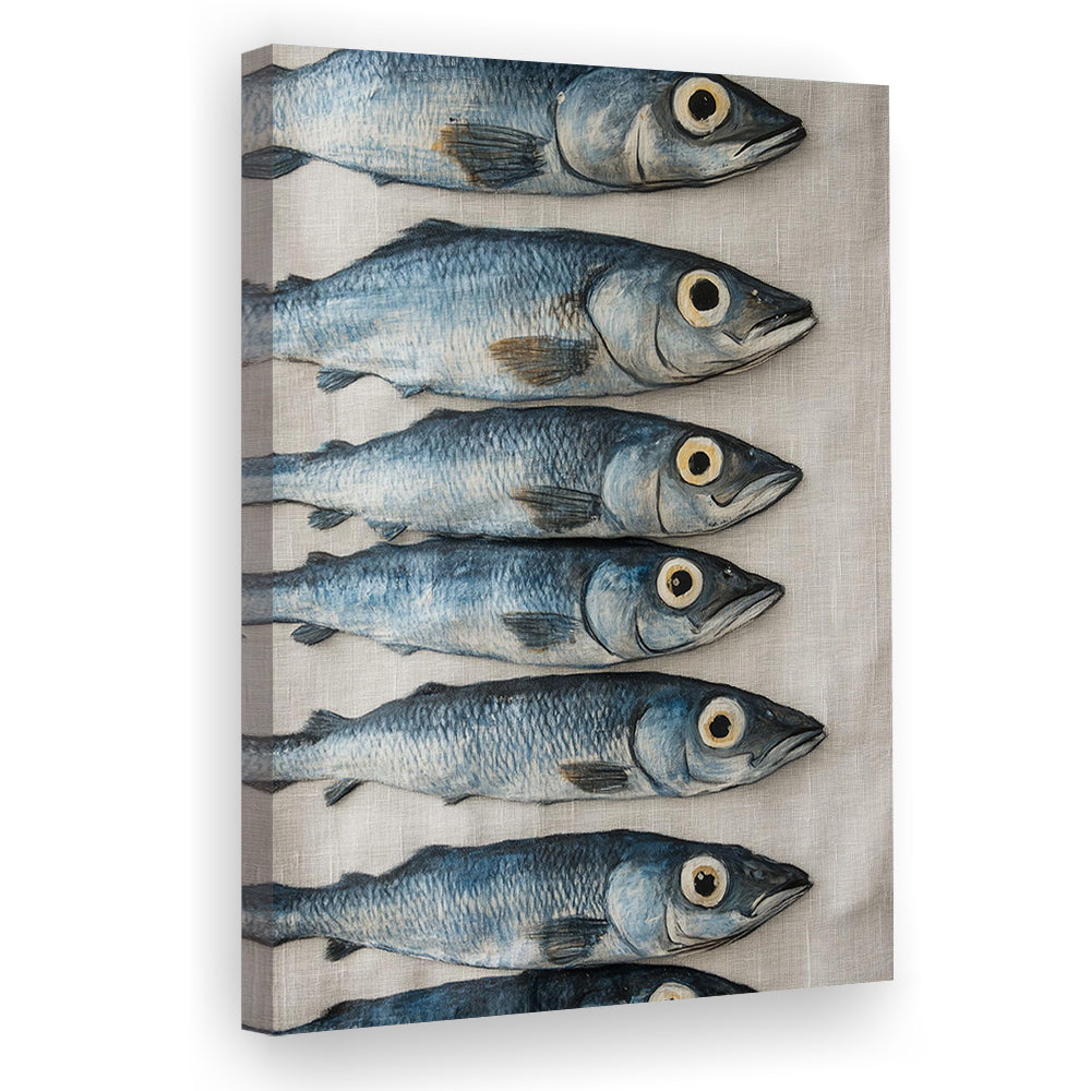 Sardines Oil Painting Art Print, Sardine Art Still Life, French Kitchen Art, Restaurant Decor, Canvas Print, Canvas Decor