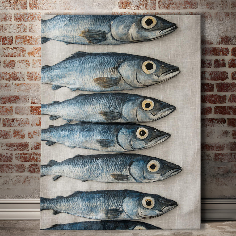 Sardines Oil Painting Art Print, Sardine Art Still Life, French Kitchen Art, Restaurant Decor, Canvas Print, Canvas Decor