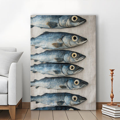 Sardines Oil Painting Art Print, Sardine Art Still Life, French Kitchen Art, Restaurant Decor, Canvas Print, Canvas Decor