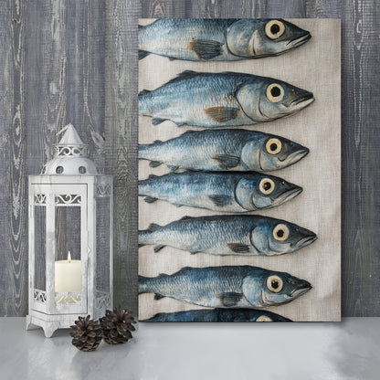 Sardines Oil Painting Art Print, Sardine Art Still Life, French Kitchen Art, Restaurant Decor, Canvas Print, Canvas Decor