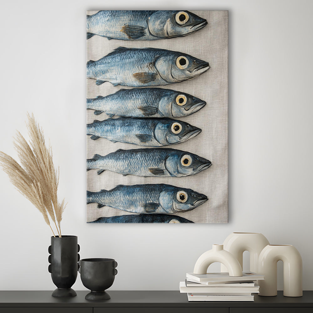 Sardines Oil Painting Art Print, Sardine Art Still Life, French Kitchen Art, Restaurant Decor, Canvas Print, Canvas Decor