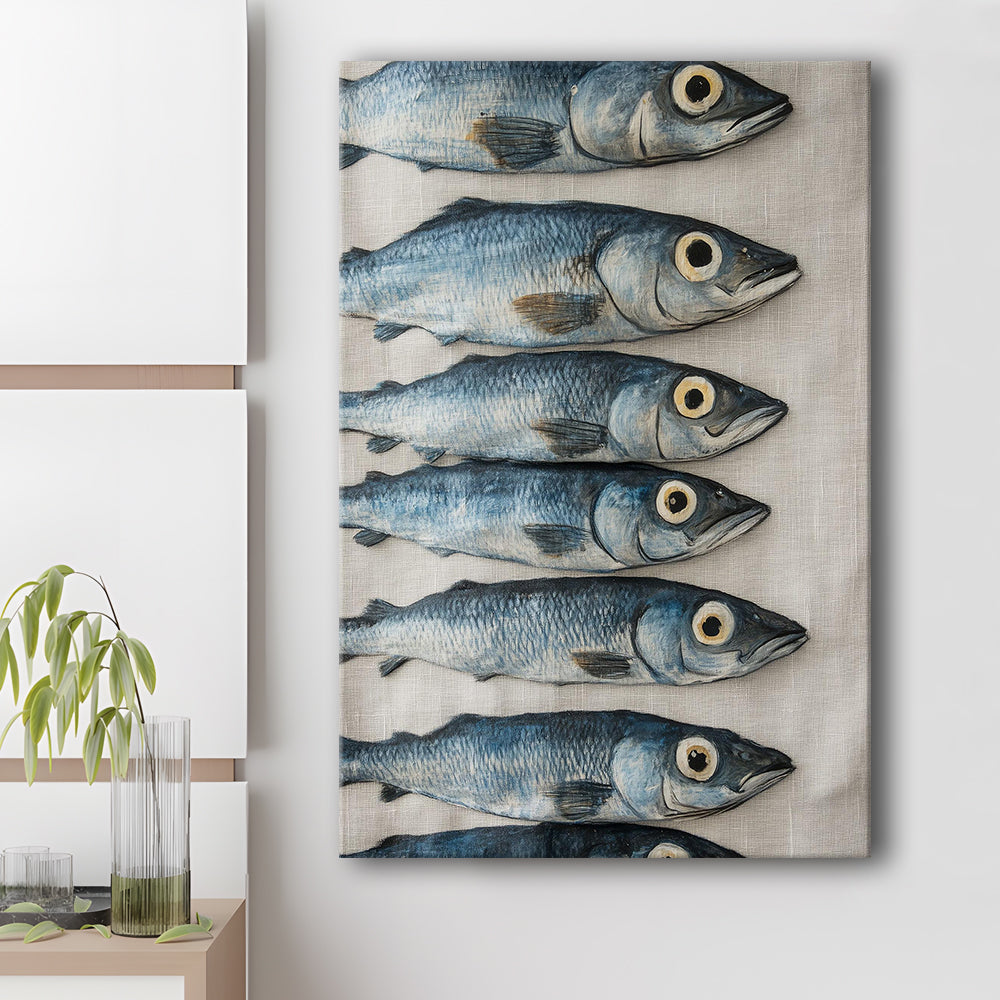 Sardines Oil Painting Art Print, Sardine Art Still Life, French Kitchen Art, Restaurant Decor, Canvas Print, Canvas Decor
