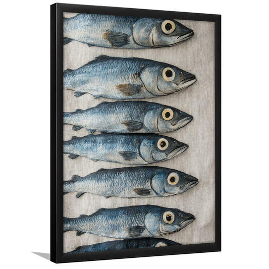 Sardines Oil Painting Art Print, Sardine Art Still Life, French Kitchen Art, Framed Art Print, Fine Art Print