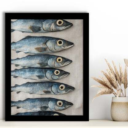 Sardines Oil Painting Art Print, Sardine Art Still Life, French Kitchen Art, Framed Art Print, Fine Art Print