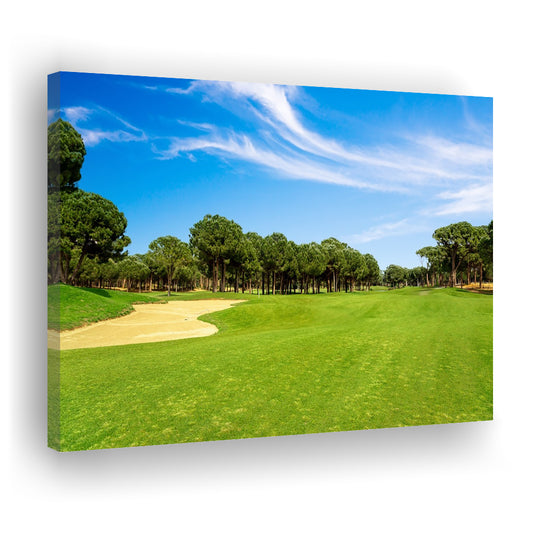 Scenic Panoramic View Of Golf Fairway At The Golf, Golf Art Print,Gifts Golf Lover