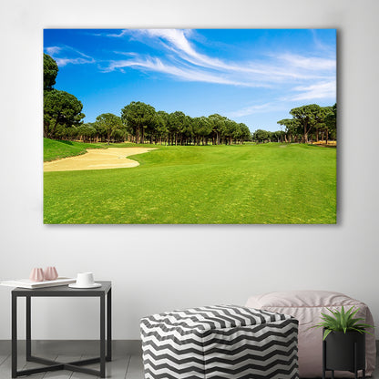 Scenic Panoramic View Of Golf Fairway At The Golf, Golf Art Print,Gifts Golf Lover