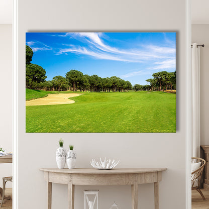 Scenic Panoramic View Of Golf Fairway At The Golf, Golf Art Print,Gifts Golf Lover