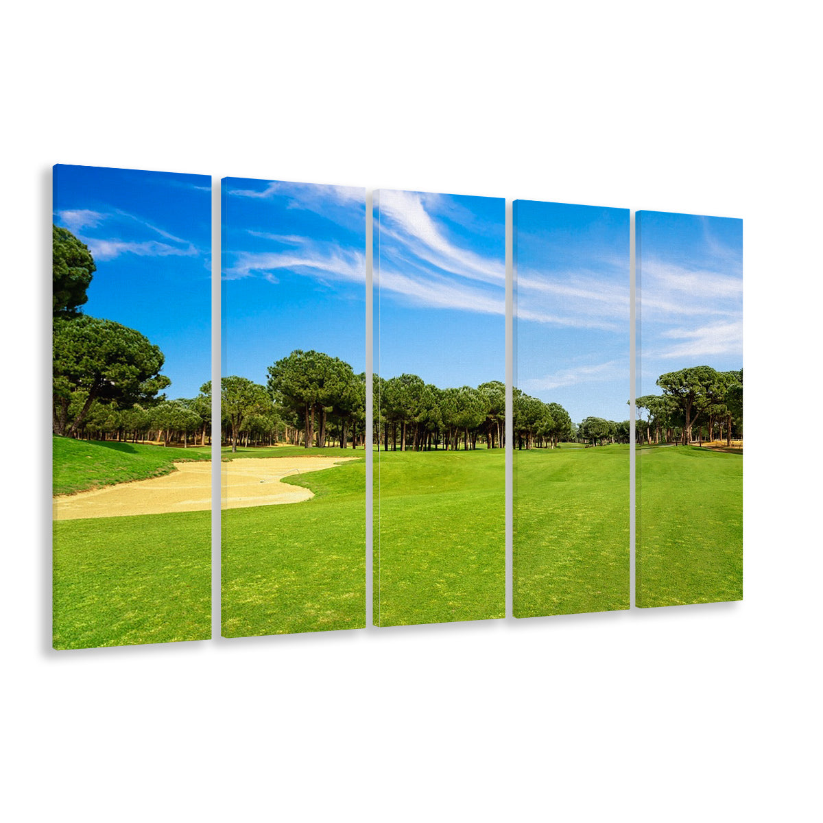 Scenic Panoramic View Of Golf Fairway At The Golf, Golf Art Print, Extra Large Canvas Print Wall Art