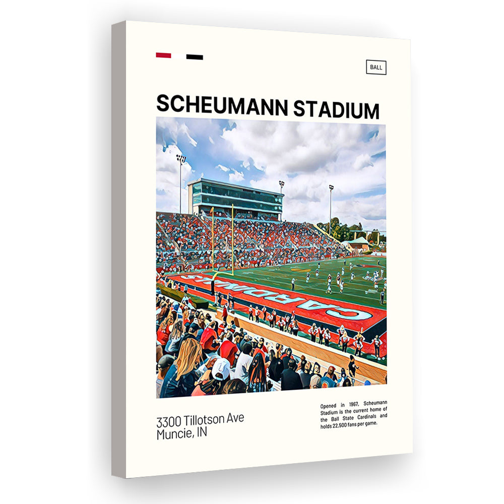 Scheumann Stadium Print, Ball State Cardinals Stadium Canvas Art, Fan Gifts, Sport Art, Canvas Print Wall Art