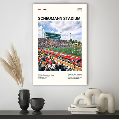 Scheumann Stadium Print, Ball State Cardinals Stadium Canvas Art, Fan Gifts, Sport Art, Canvas Print Wall Art