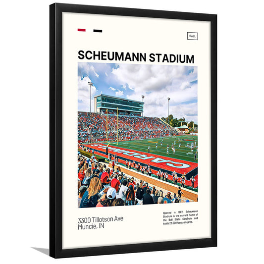 Scheumann Stadium Print, Ball State Cardinals Stadium Art, Gifts for him, Sport Art, Framed Art Print Wall Decor