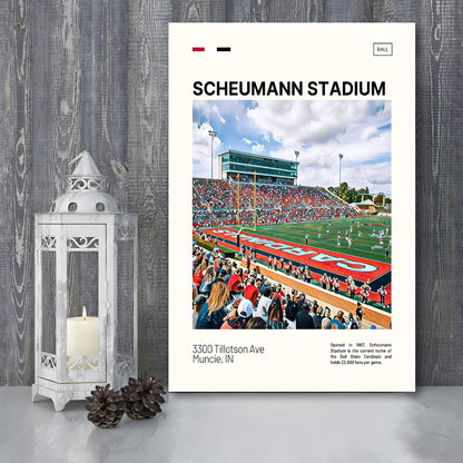 Scheumann Stadium Print, Ball State Cardinals Stadium Canvas Art, Fan Gifts, Sport Art, Canvas Print Wall Art