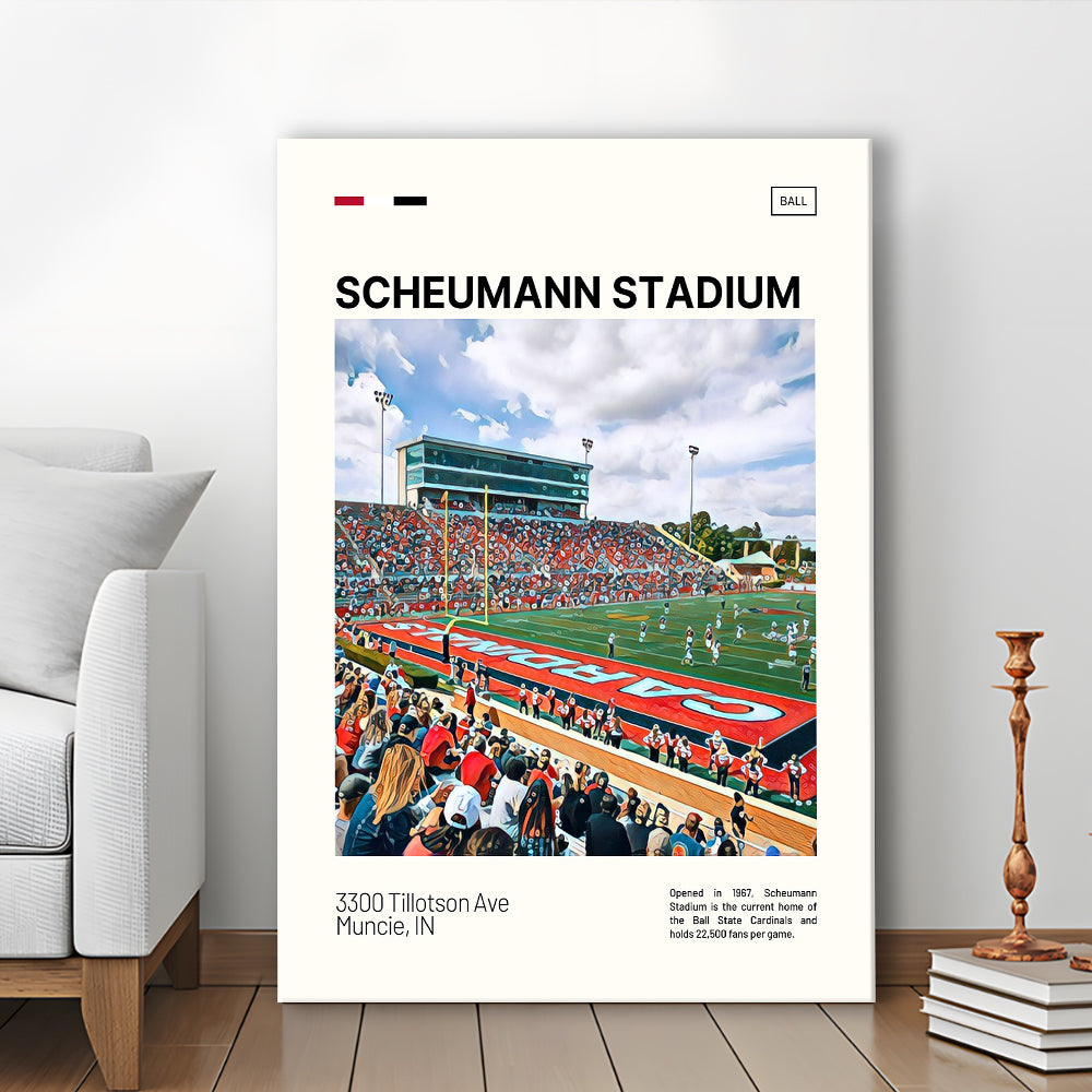Scheumann Stadium Print, Ball State Cardinals Stadium Canvas Art, Fan Gifts, Sport Art, Canvas Print Wall Art